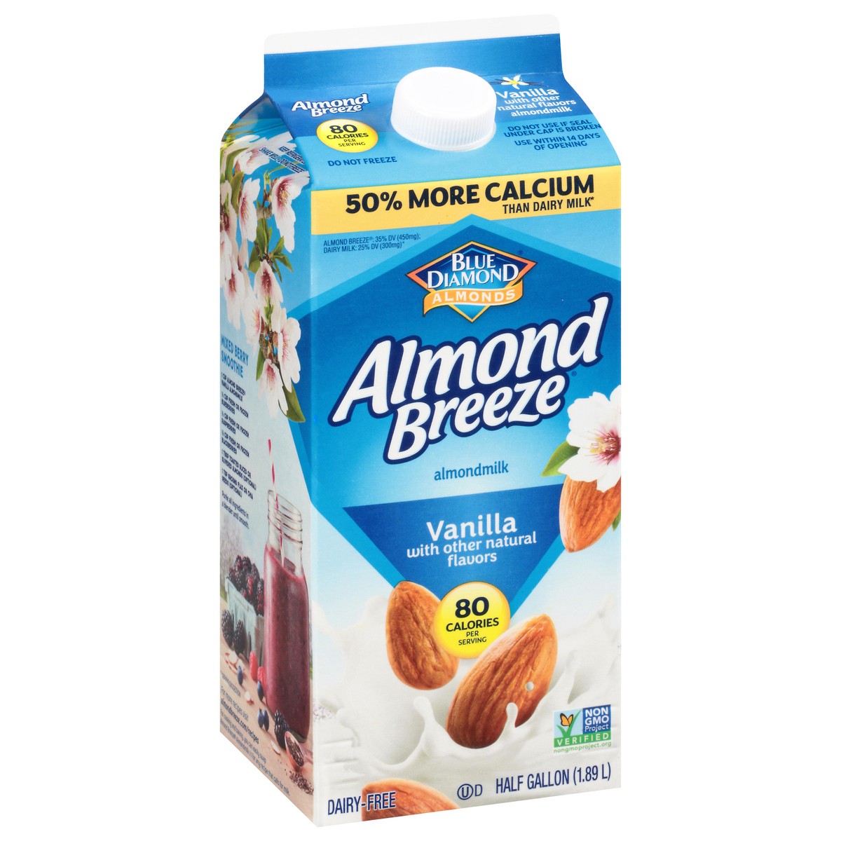 slide 6 of 14, Almond Breeze Dairy-Free Vanilla Almondmilk 0.5 gl, 1/2 gal
