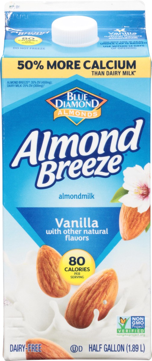 slide 1 of 14, Blue Diamond Almond Breeze Vanilla Almondmilk, 64 oz, 1/2 gal