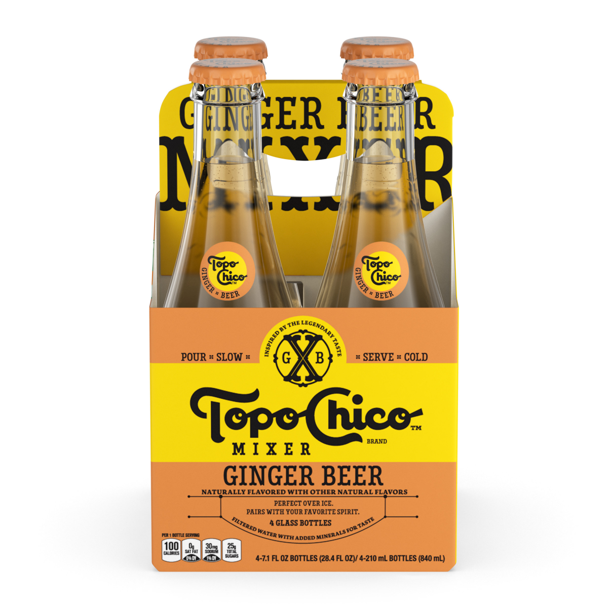 slide 1 of 2, Topo Chico Mixer Ginger Beer Glass Bottles- 4 ct, 4 ct; 7 oz