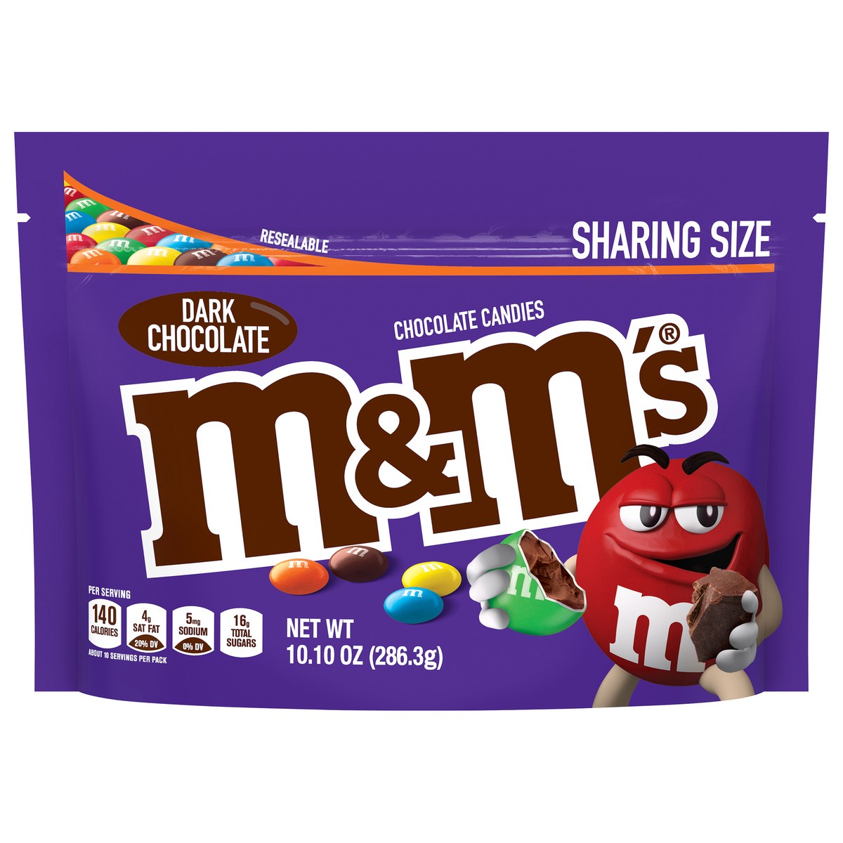 slide 1 of 7, M&M's Dark Chocolate Candy, Sharing Size, 10.1 oz Bag, 10.1 oz