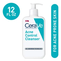 Cerave Acne Control Cleanser 2% Salicylic Acid Facial Cleansing Acne Treatment, 12 oz