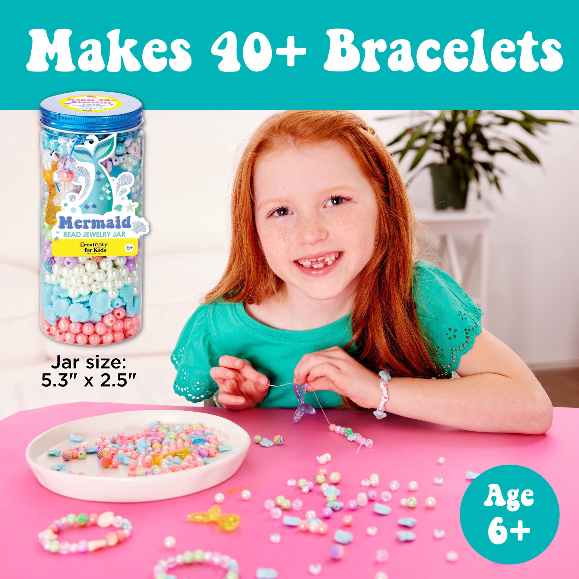 slide 2 of 13, Faber-Castell Creativity For Kids Mermaid Bead Jewelry Jar, 2.5 in x 5.3 in