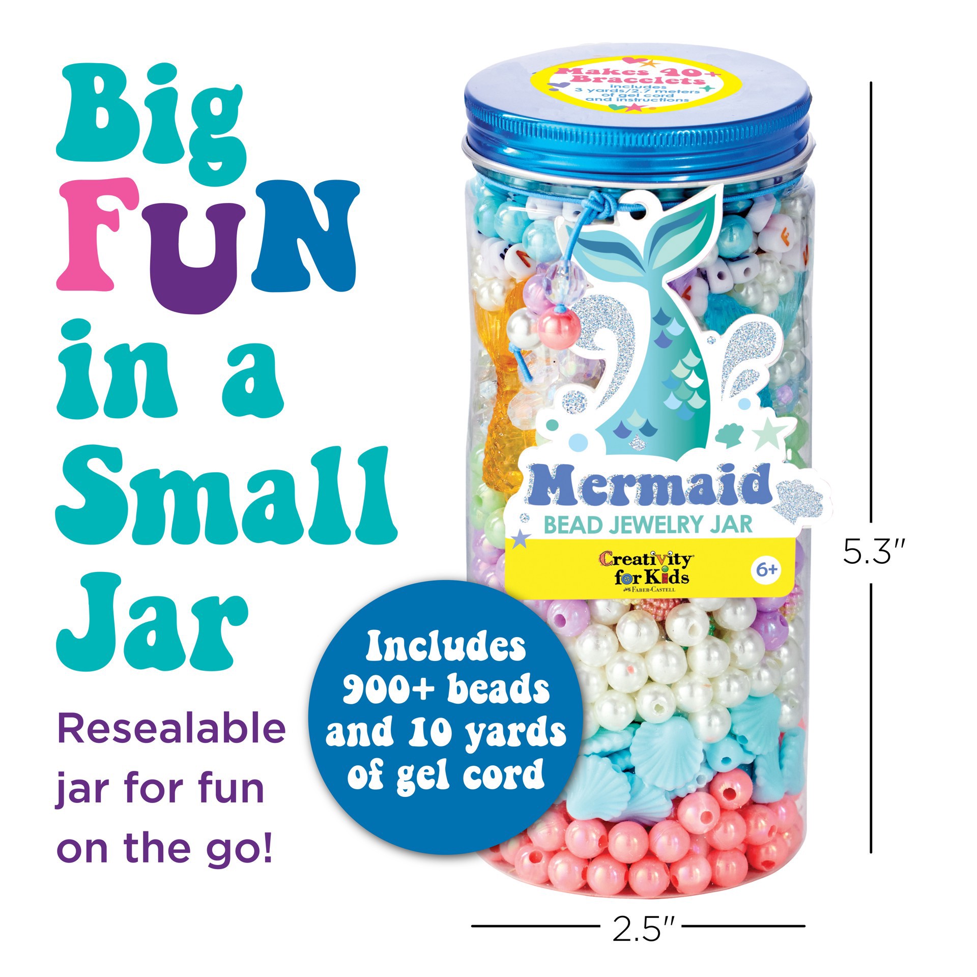 slide 7 of 13, Faber-Castell Creativity For Kids Mermaid Bead Jewelry Jar, 2.5 in x 5.3 in