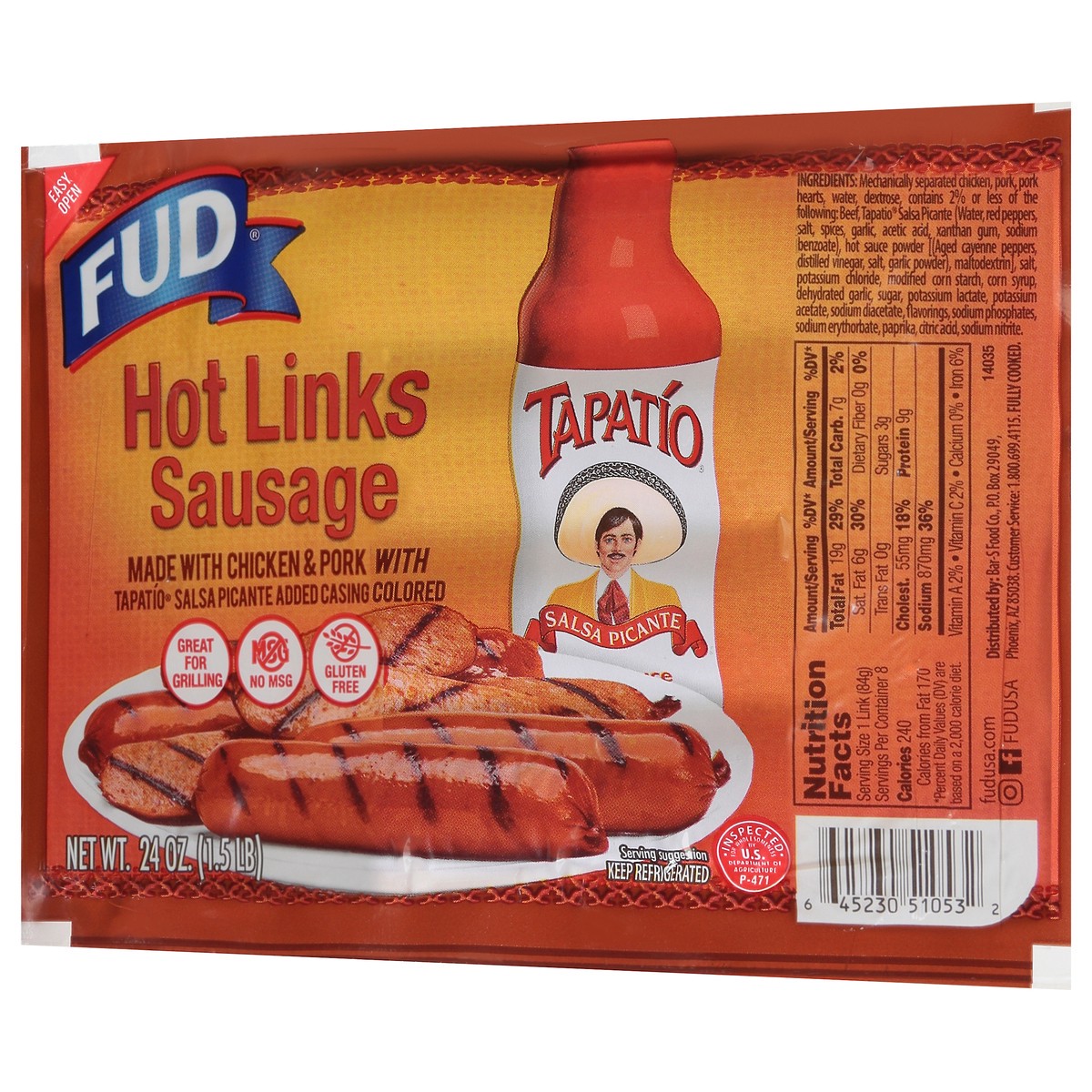 slide 3 of 9, FUD Hot Links Sausage 24 oz, 24 oz