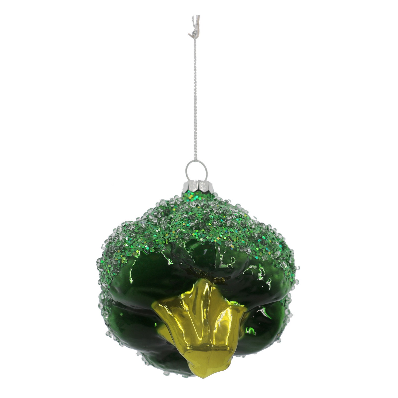 slide 3 of 4, 3.5" Green Broccoli Glass Ornament By Ashland, 3.5 in