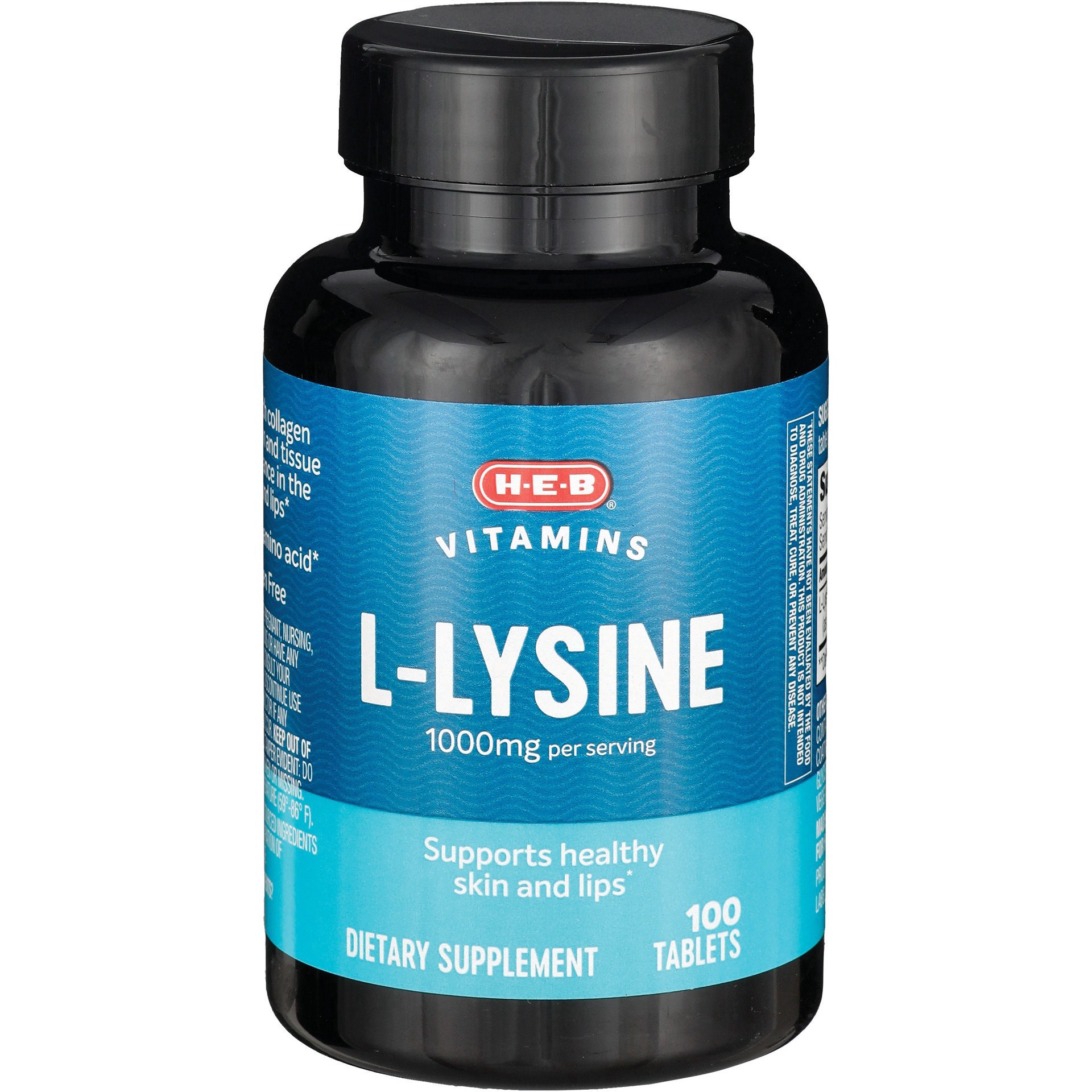 slide 1 of 1, H-E-B Vitamins L-Lysine - 1000 mg, 100 ct