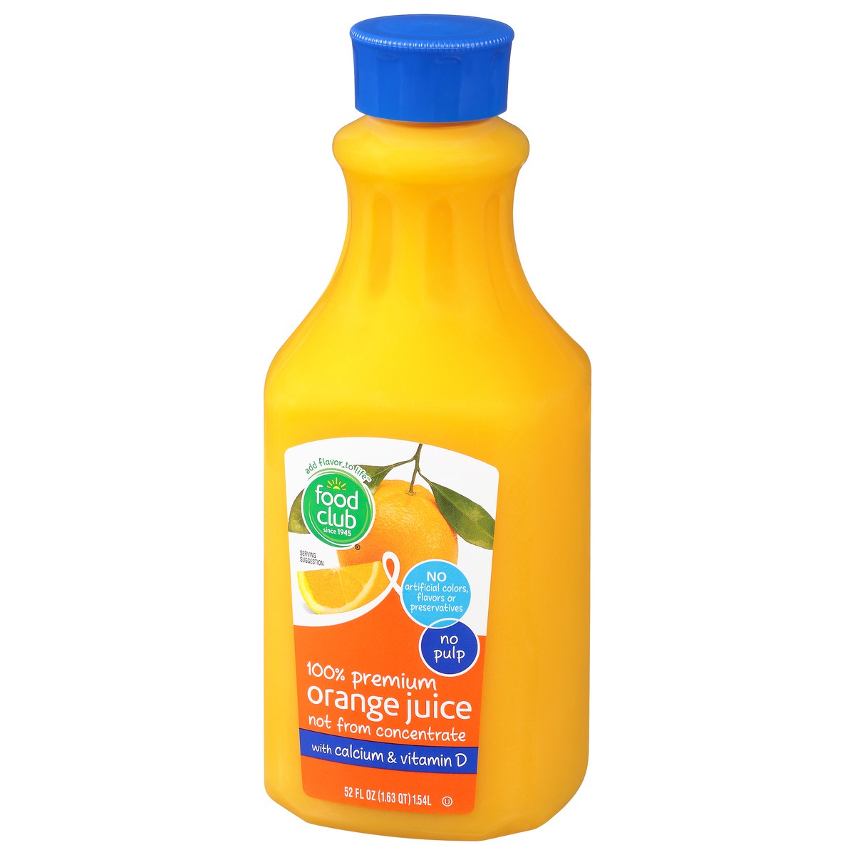 slide 3 of 11, Food Club Not from Concentrate Orange Juice With Calcium, 52 oz