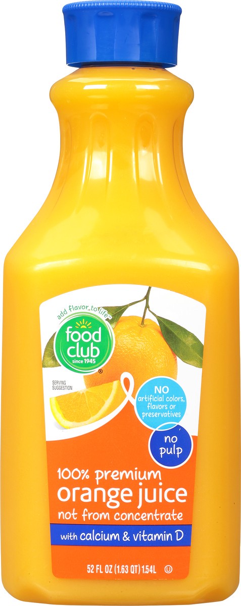slide 9 of 11, Food Club Not from Concentrate Orange Juice With Calcium, 52 oz