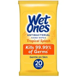 Wet Ones Antibacterial Tropical Splash Hand Wipes 20 ea