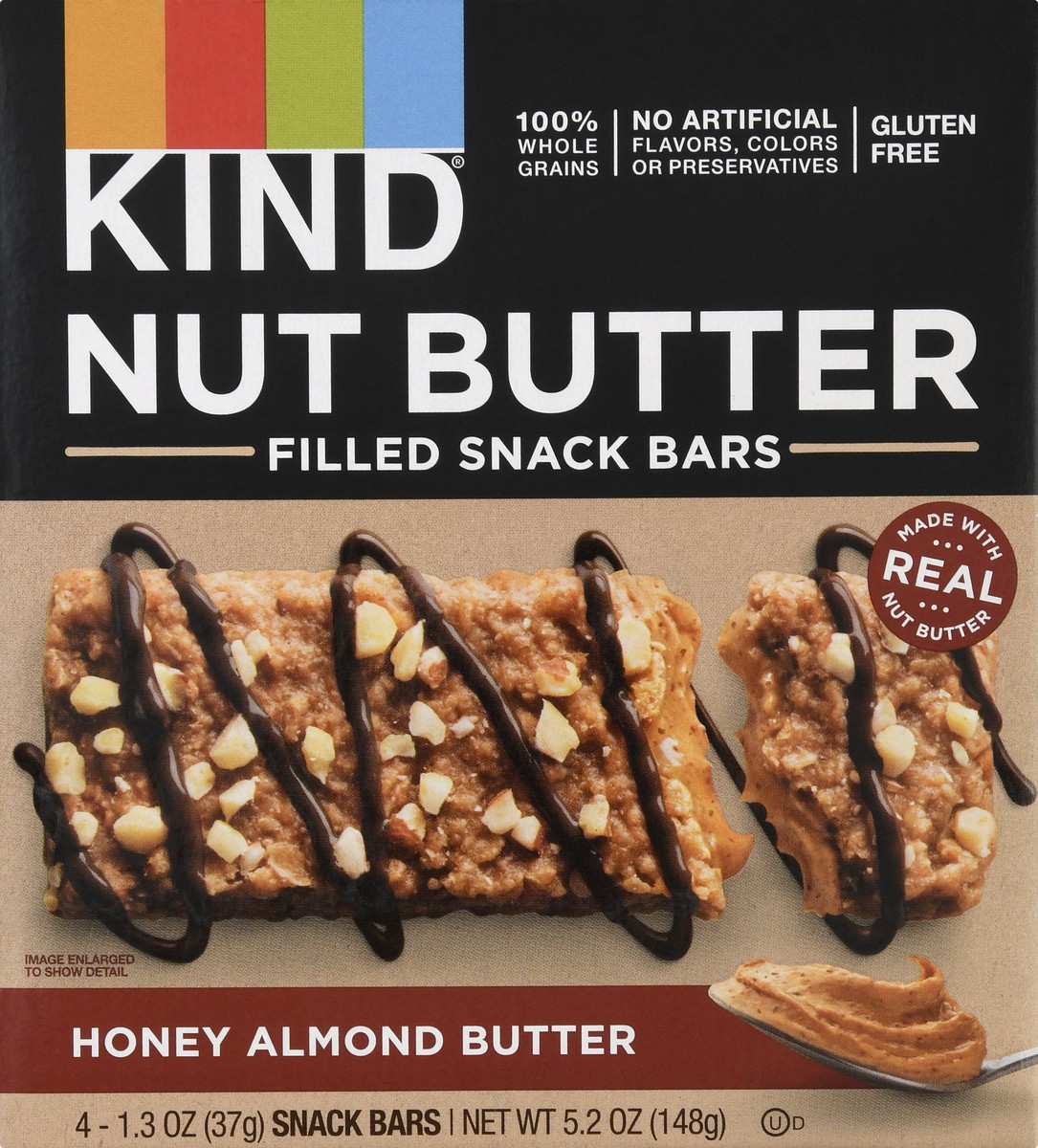 slide 6 of 9, KIND Nut Butter Filled Bars, Honey Almond Butter, 4 ct