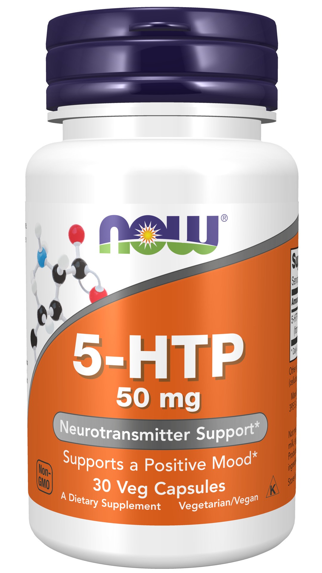 slide 1 of 9, NOW 5-HTP 50 mg - 30 Veg Capsules, 50 mg