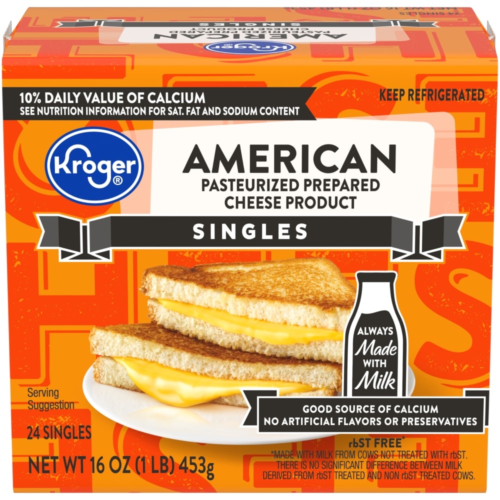 slide 1 of 1, Kroger American Pasteurized Prepared Cheese Product Singles, 24 ct; 16 oz
