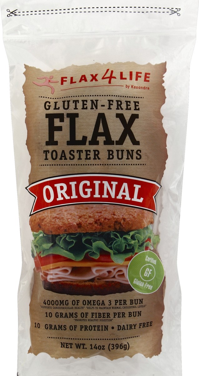 slide 5 of 5, Flax4Life Toaster Buns 14 oz, 14 oz