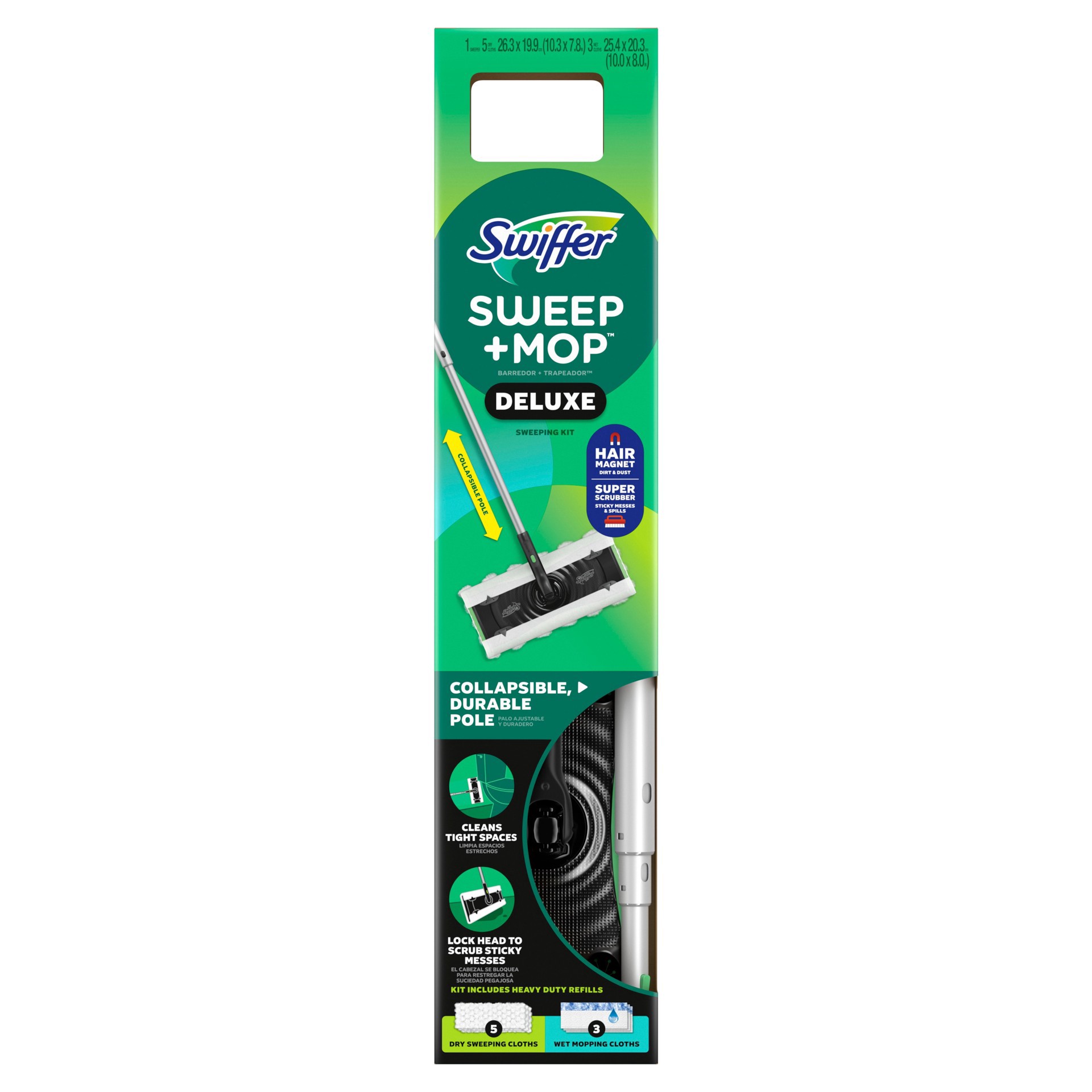 slide 1 of 1, Swiffer Sweep and Mop Deluxe, 2-in-1 Floor Mopping and Sweeping Kit, 1 ct