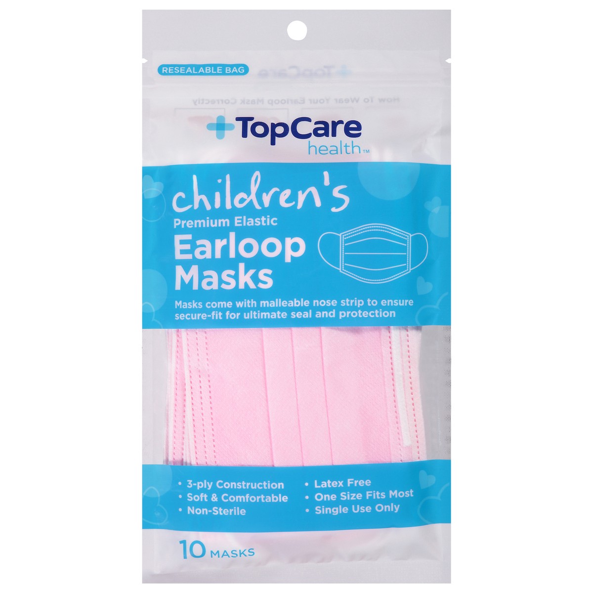 slide 3 of 13, TopCare Health Premium Elastic Children's Earloop Masks 10 ea, 10 ct