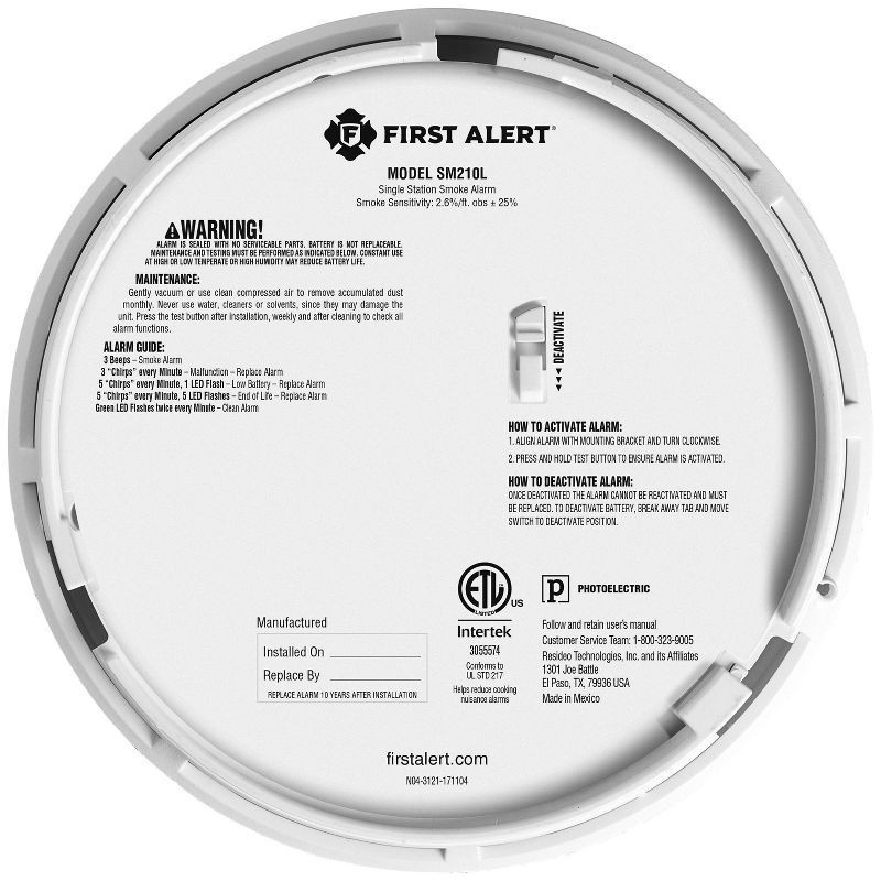 slide 2 of 7, First Alert Alarm Smoke DC10 with LGT SM210L Clam Tray, 210 liter