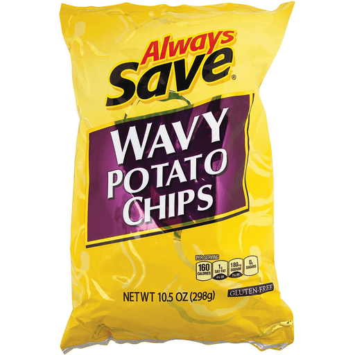 slide 1 of 1, Always Save Wavy Potato Chips, 10.5 oz