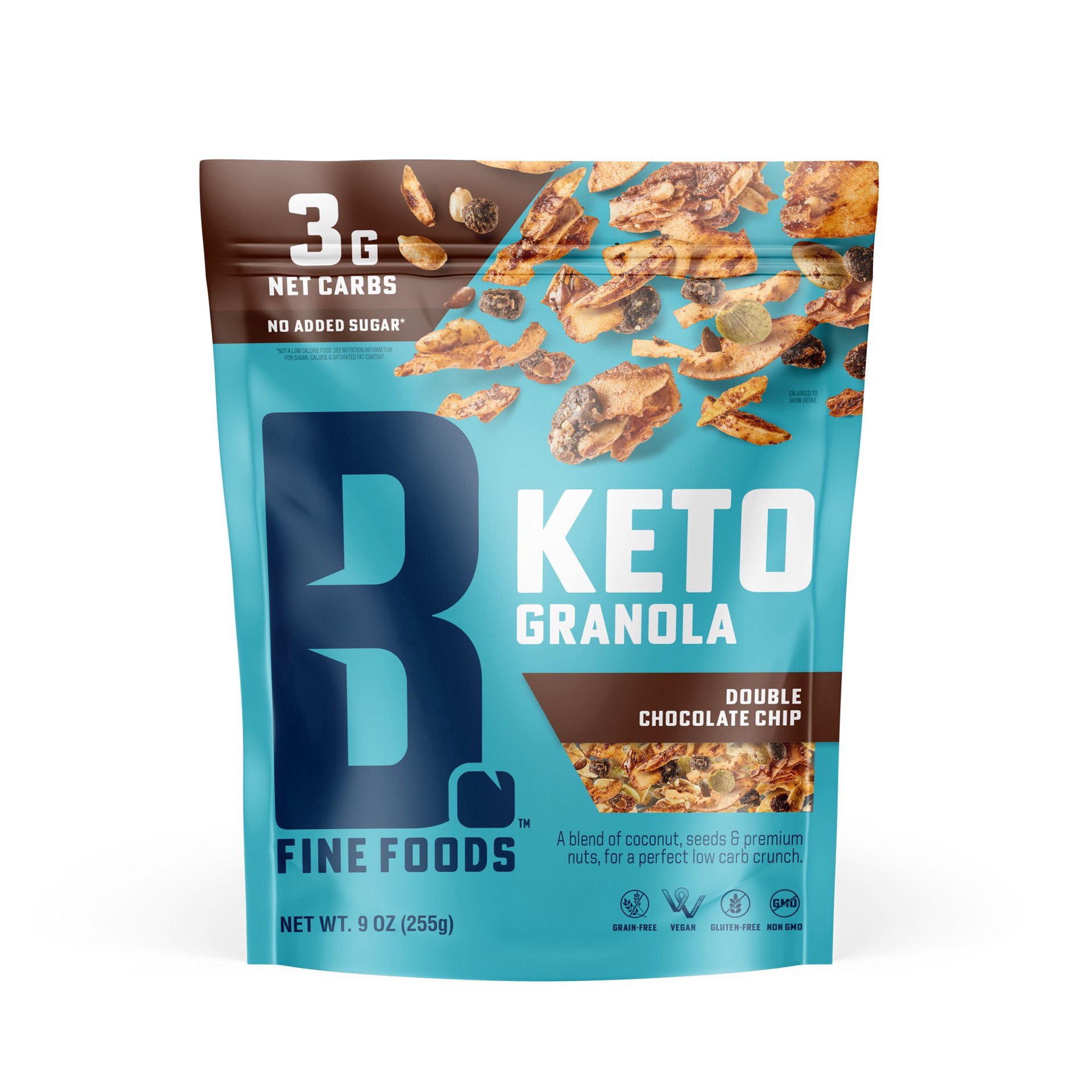 slide 1 of 1, B Fine Foods Double Chocolate Chip Keto Granola - 9 oz, 9 oz