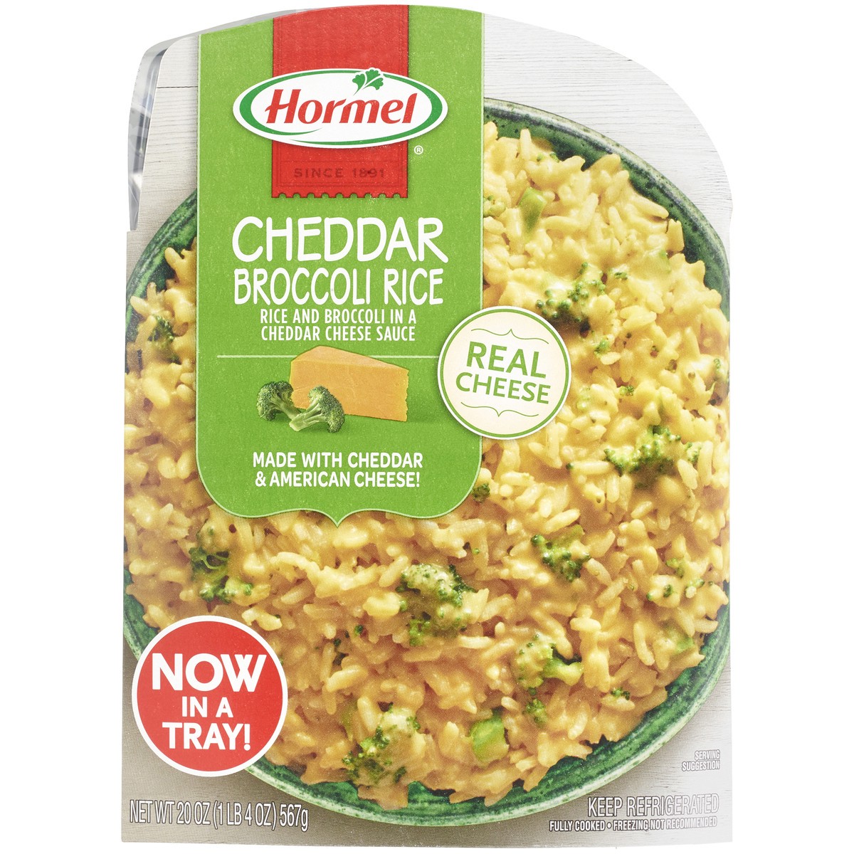 slide 1 of 15, Hormel Cheddar Broccoli Rice 20 oz. Tray, 20 oz