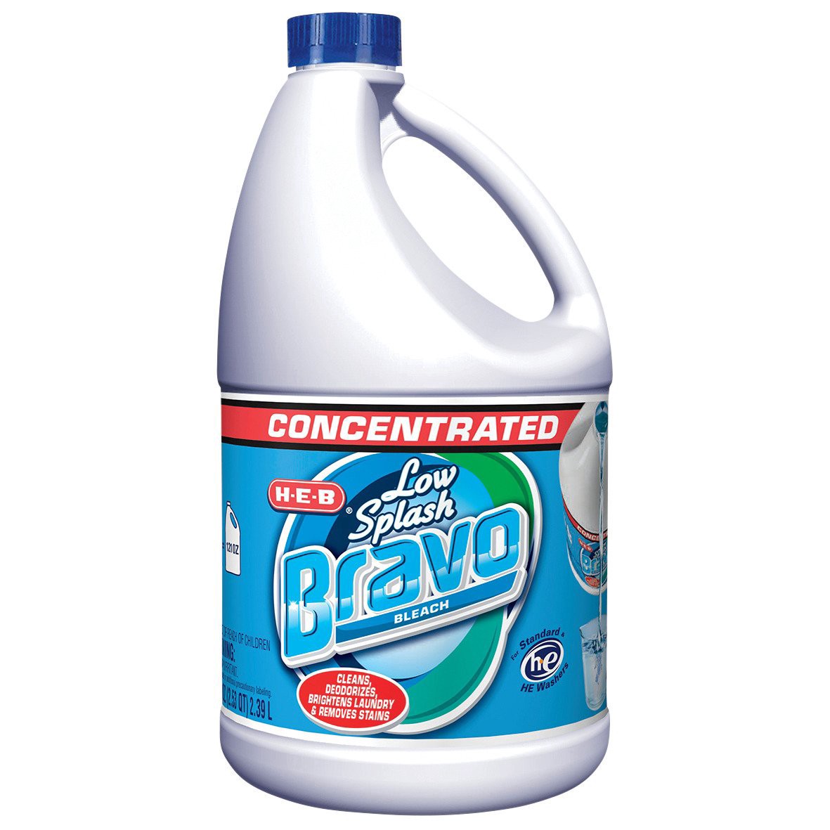 slide 1 of 1, H-E-B Bravo Low Splash Concentrated Regular Bleach, 81 oz