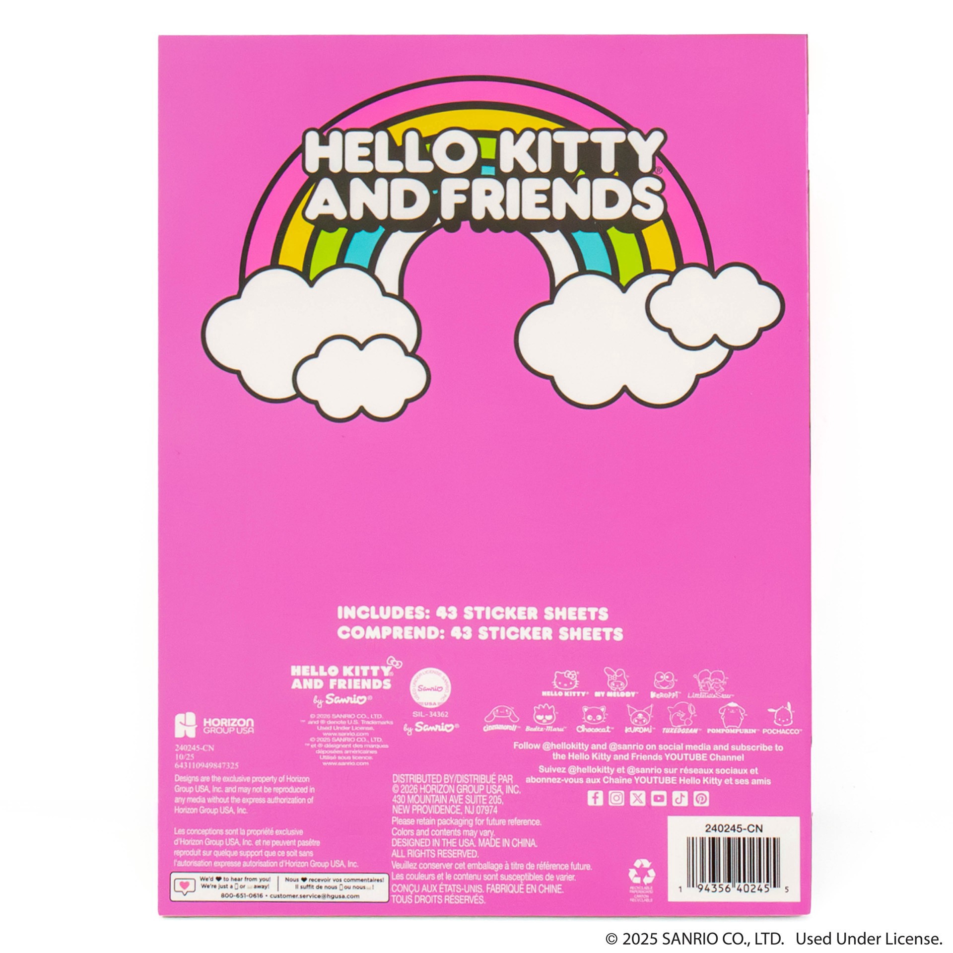 slide 4 of 4, Hello Kitty & Friends 1,500+ Sticker Book, 43 sticker sheets