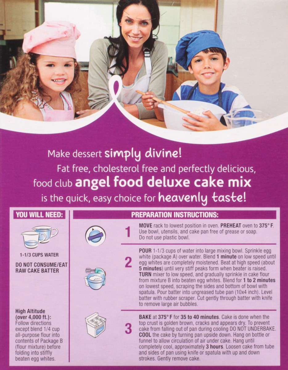 slide 9 of 14, Food Club Fat Free Angel Food Deluxe Cake Mix 16 oz, 16 oz