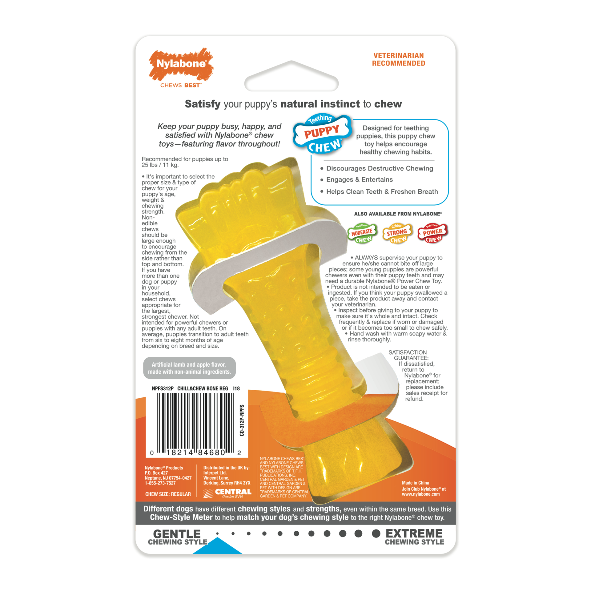 slide 5 of 10, Nylabone Puppy Chew Freezer Dog Bone Lamb & Apple Chill & Chew Cloth Small/Regular - Up to 25 Ibs.(1 Count), 1 ct