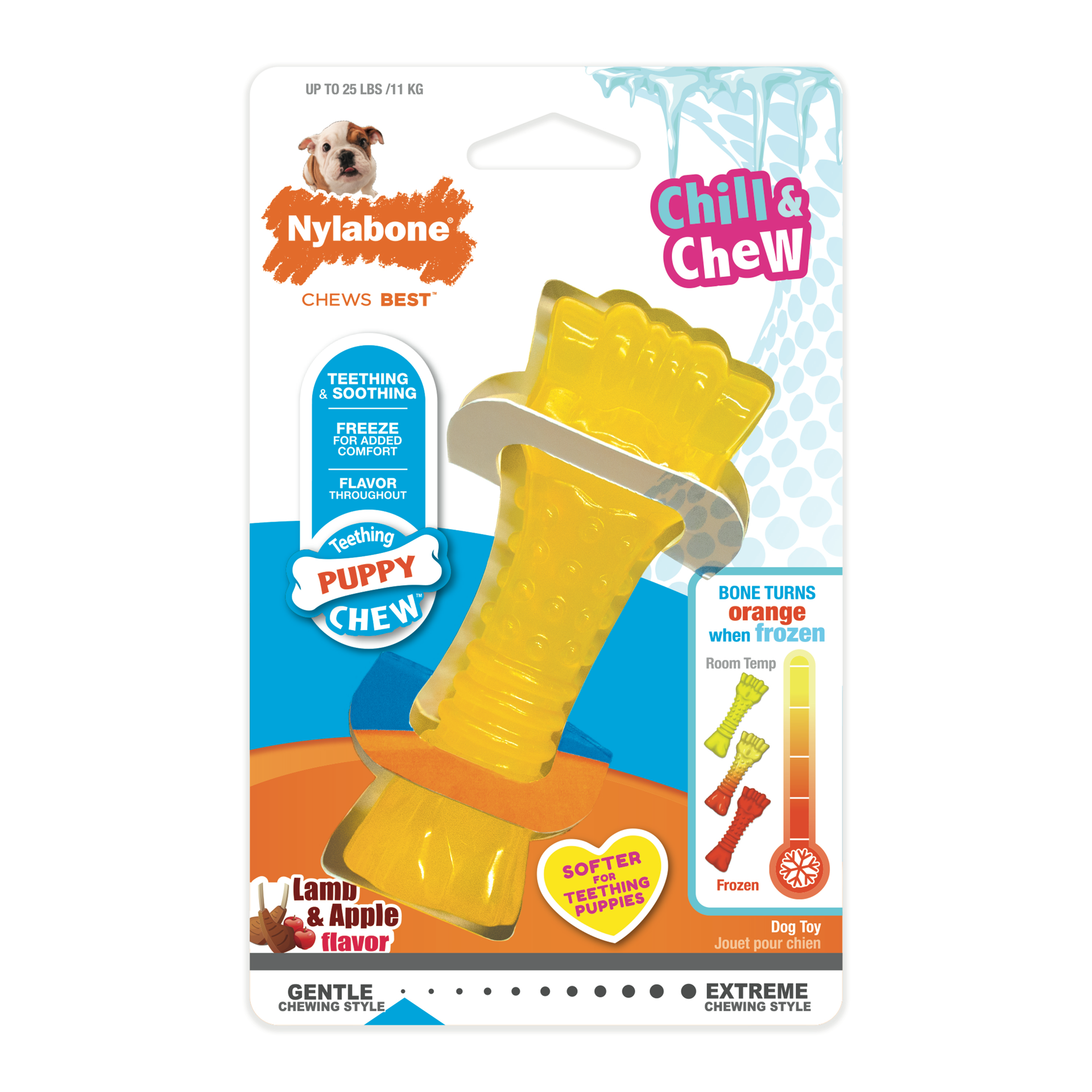 slide 1 of 10, Nylabone Puppy Chew Freezer Dog Bone Lamb & Apple Chill & Chew Cloth Small/Regular - Up to 25 Ibs.(1 Count), 1 ct