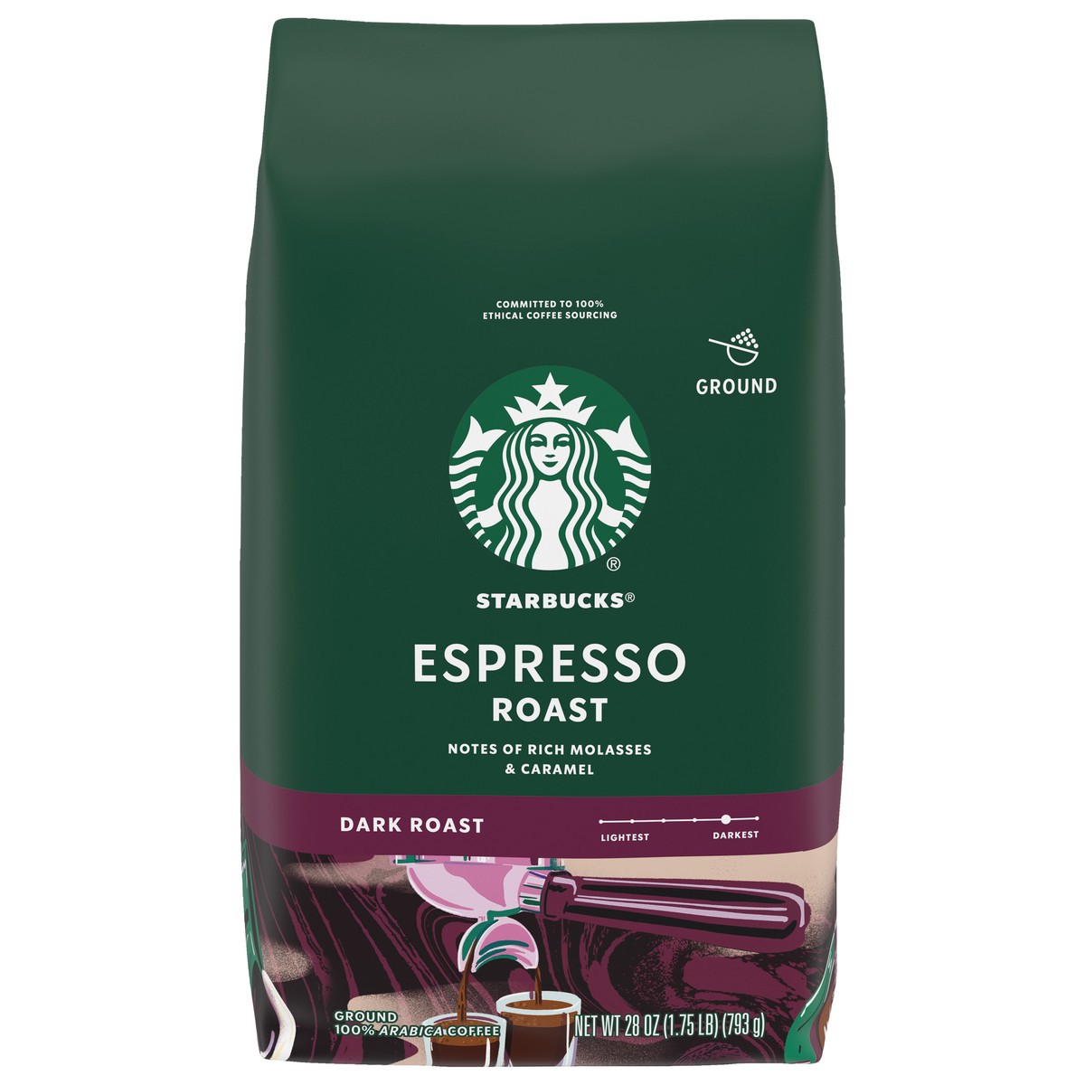 slide 4 of 13, Starbucks Espresso Roast Ground, 28 oz