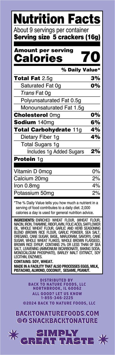 slide 4 of 12, Back to Nature Garden Veggie Sprouted Crackers, 3.5 oz