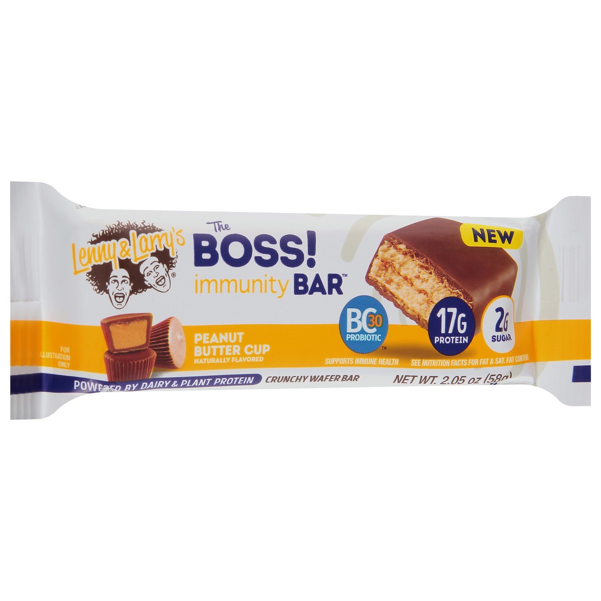 slide 3 of 9, Lenny & Larry's The Boss! Immunity Bar Crunchy Peanut Butter Cup Wafer Bar 2.05 oz, 2.05 oz