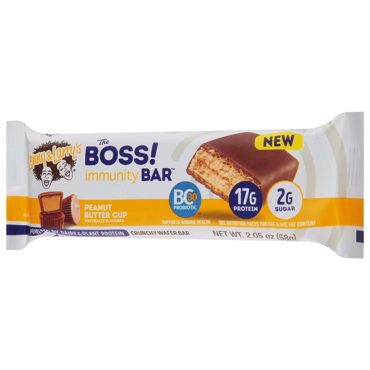 slide 6 of 9, Lenny & Larry's The Boss! Immunity Bar Crunchy Peanut Butter Cup Wafer Bar 2.05 oz, 2.05 oz