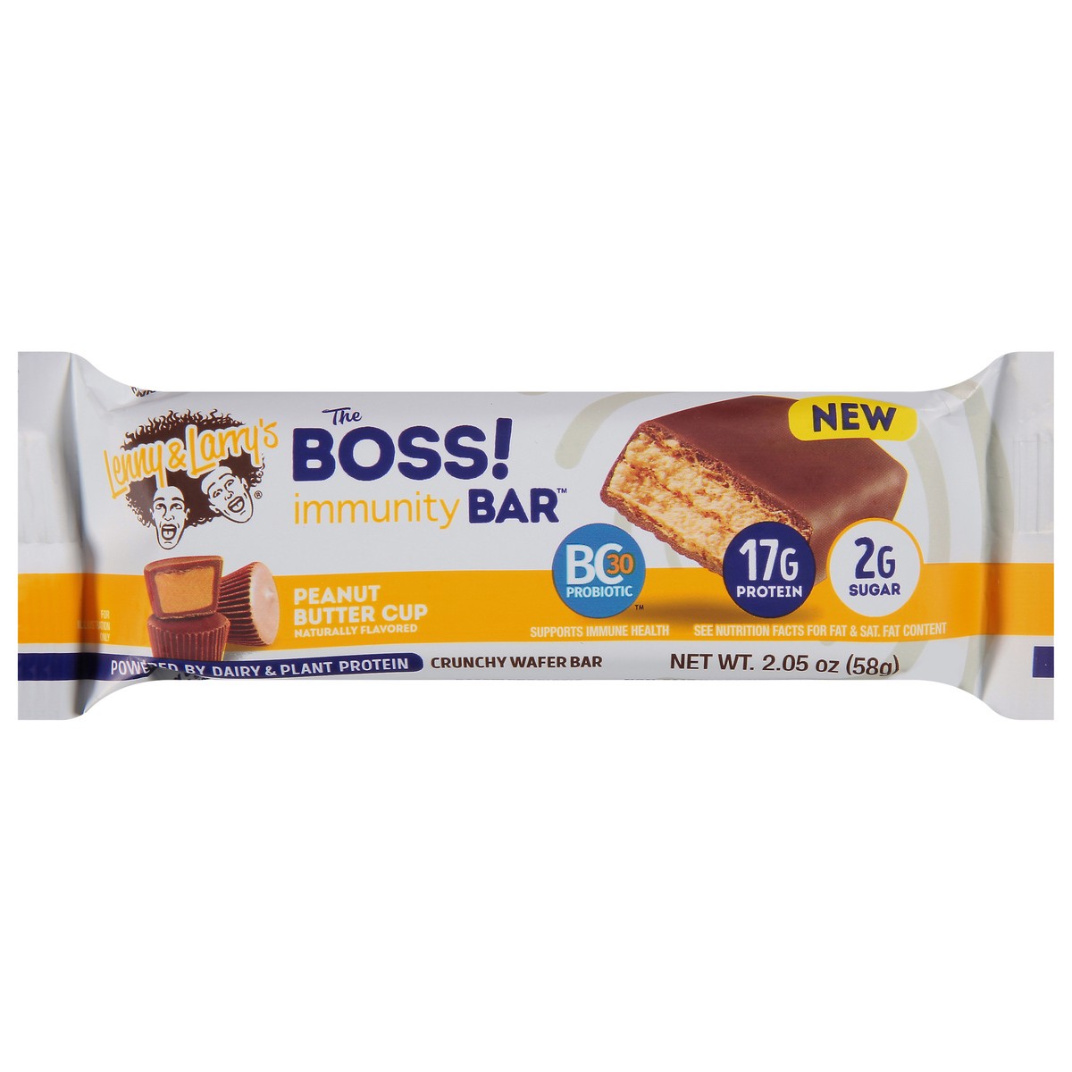 slide 1 of 9, Lenny & Larry's The Boss! Immunity Bar Crunchy Peanut Butter Cup Wafer Bar 2.05 oz, 2.05 oz