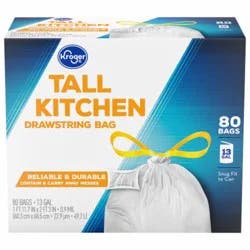 Kroger Tall 13 Gallon Kitchen Drawstring Trash Bags