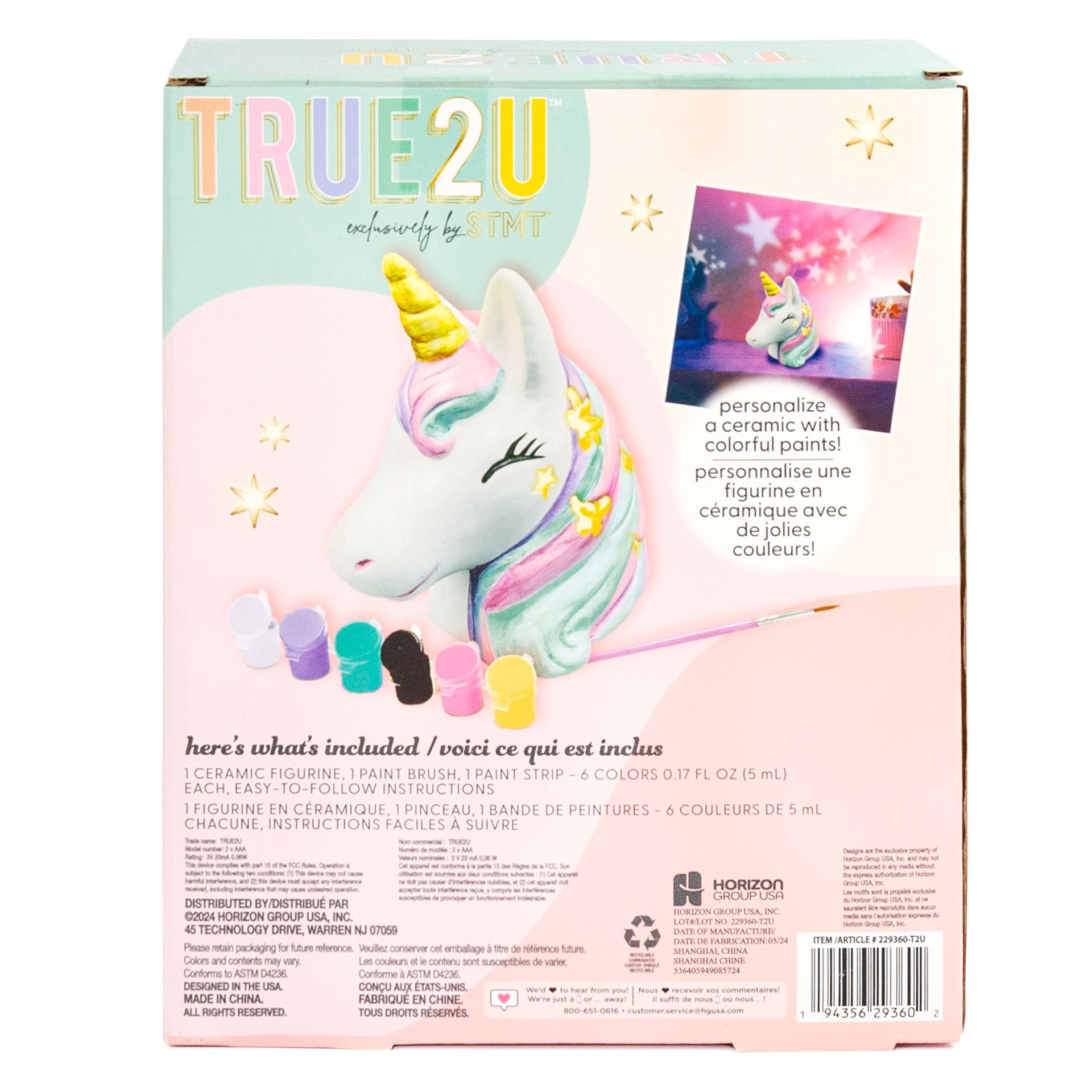 slide 4 of 5, Stmt True2u Paint Your Own Light-Up Unicorn Decor, 5.1 in x 3.1 in x 6.1 in
