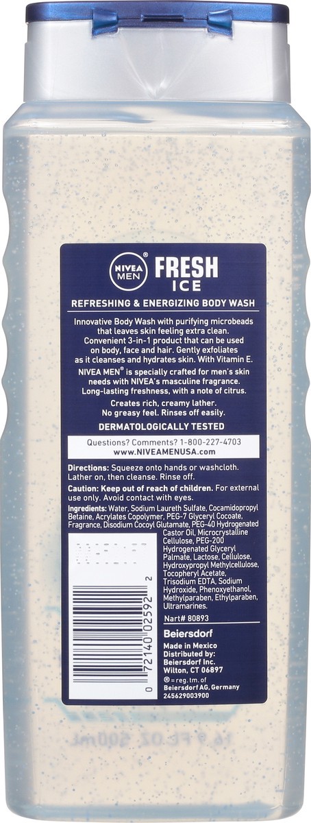 slide 10 of 10, Nivea Men Fresh Ice 3-in-1 Body Wash 16.9 fl oz Bottle, 16.9 fl oz