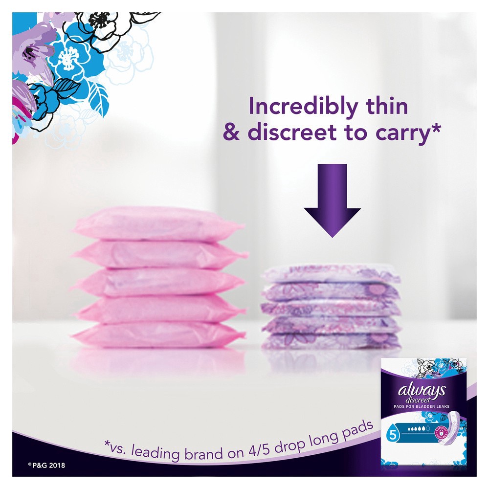 slide 2 of 5, Always Discreet Pad Maximum Long Length, 39 ct