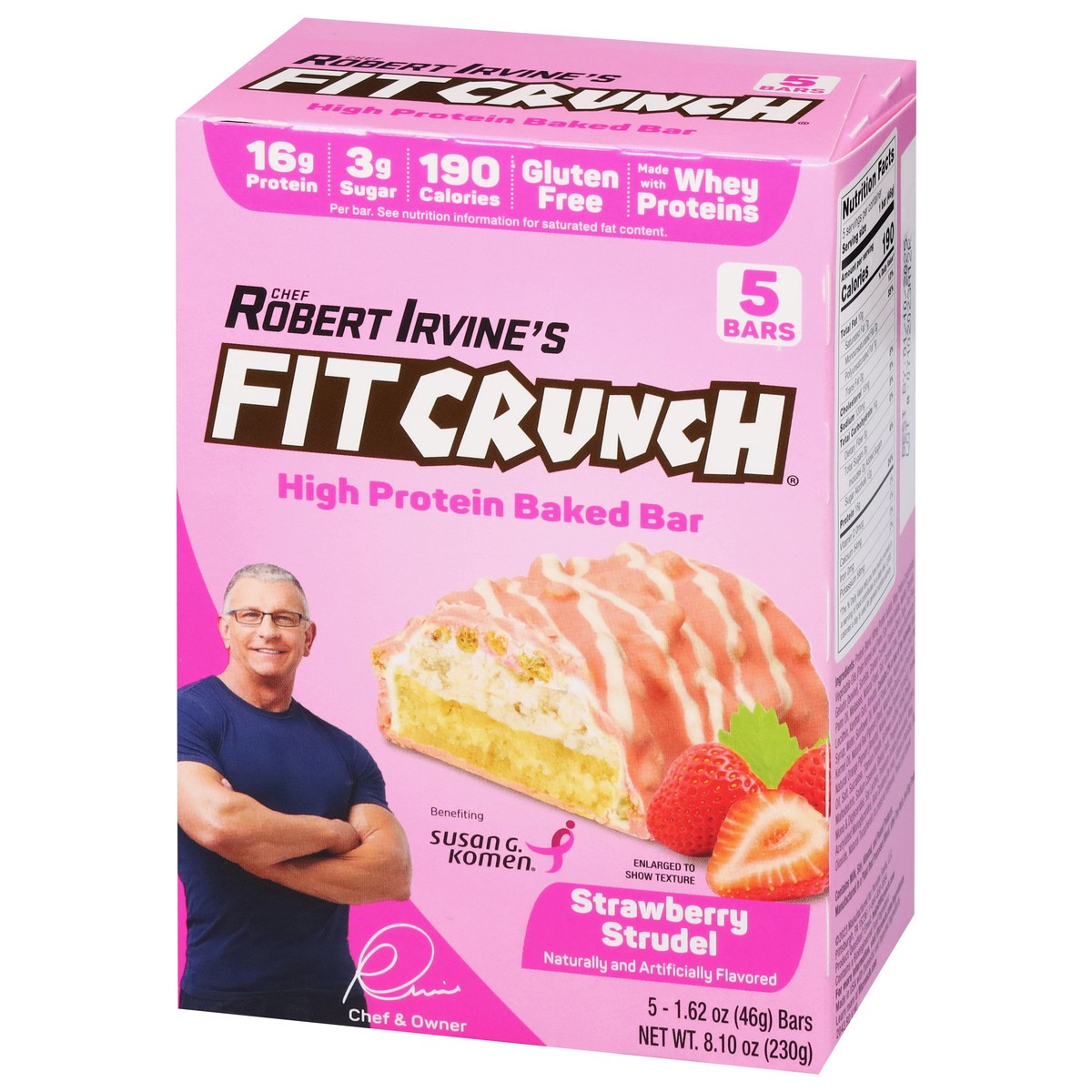 slide 13 of 14, FITCRUNCH High Protein Strawberry Strudel Baked Bar 5 - 1.62 oz Bars, 5 ct