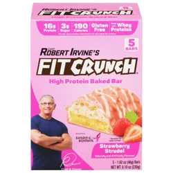 FITCRUNCH High Protein Strawberry Strudel Baked Bar 5 - 1.62 oz Bars