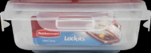 slide 1 of 1, Rubbermaid Lock Its Easy Find Lids Container & Lid Square, 3 cups