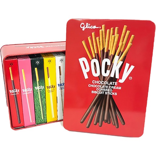 slide 1 of 1, Glico Pocky Tin Box Set, 20.3 oz