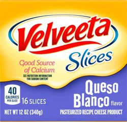 Velveeta Slices Queso Blanco Cheese, 16 ct Pack