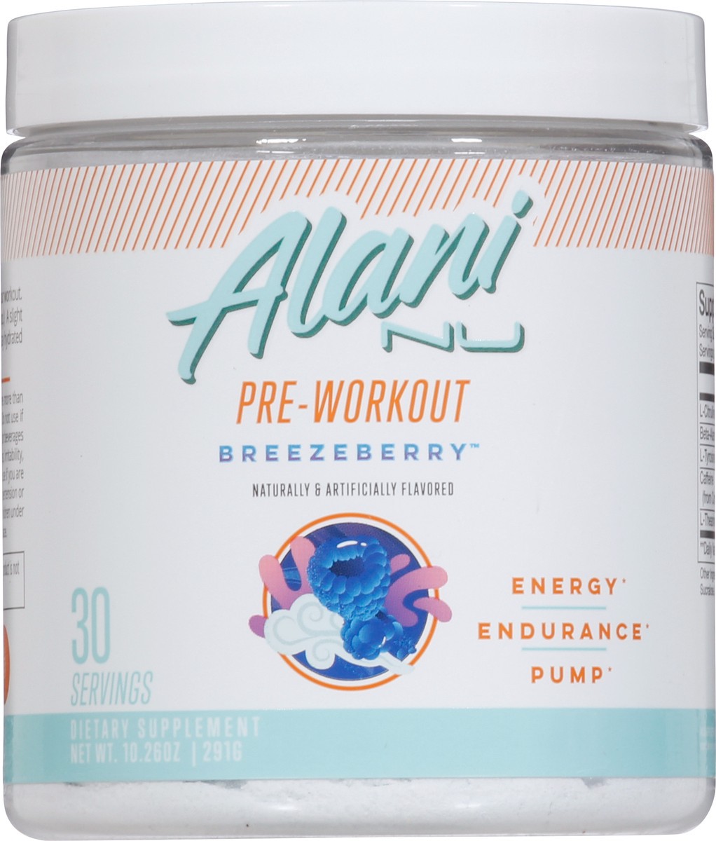 slide 5 of 13, Alani Nu Breezeberry Pre-Workout 30 oz, 10.26 oz