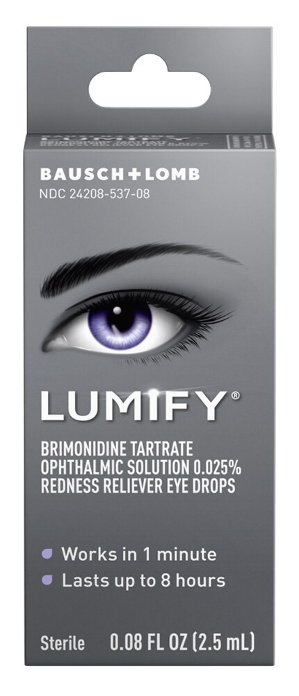 slide 1 of 7, Bausch + Lomb Lumify Eye Drops, Redness Reliever, Sterile, 0.08 fl oz