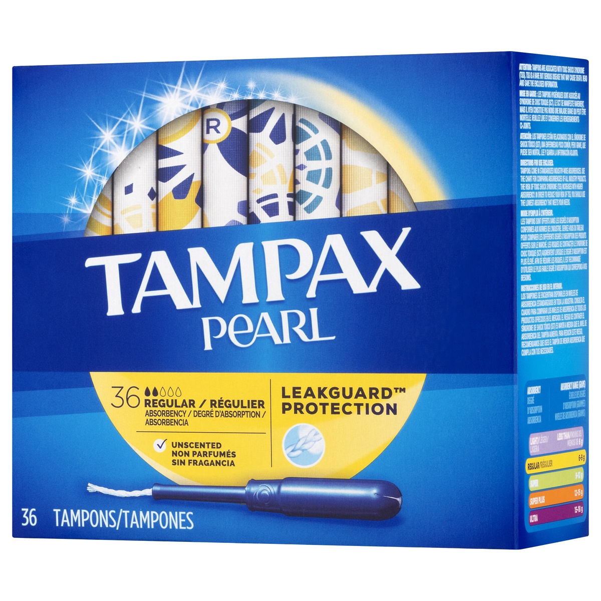 slide 2 of 9, Tampax Regular Absorbency Leakguard Protection Pearl Unscented Tampons 36.0 ea, 36 ct