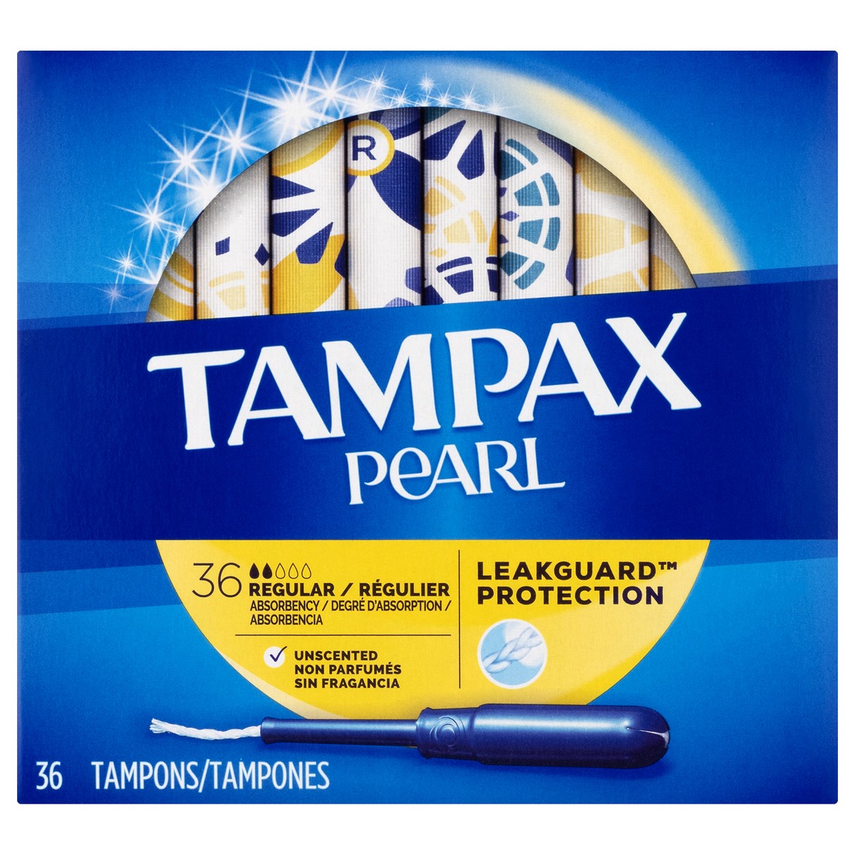 slide 1 of 9, Tampax Regular Absorbency Leakguard Protection Pearl Unscented Tampons 36.0 ea, 36 ct