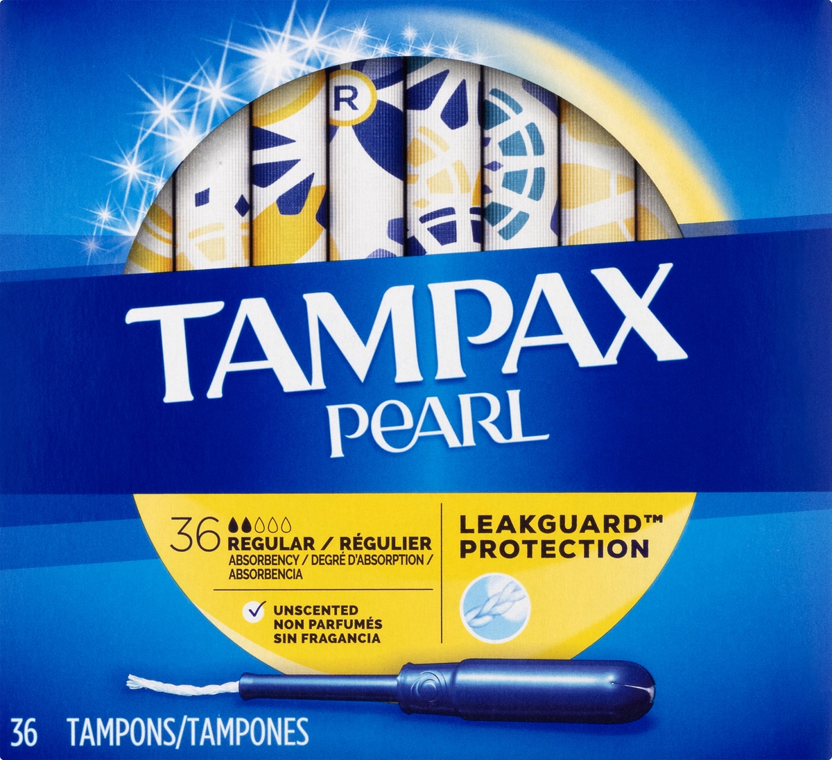 slide 7 of 9, Tampax Regular Absorbency Leakguard Protection Pearl Unscented Tampons 36.0 ea, 36 ct