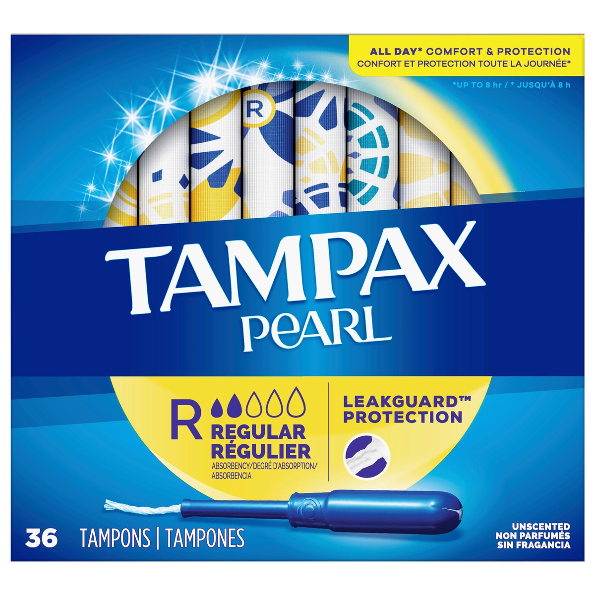 slide 1 of 7, Tampax Pearl Tampons Regular Absorbency with LeakGuard Braid - Unscented - 36ct, 36 ct