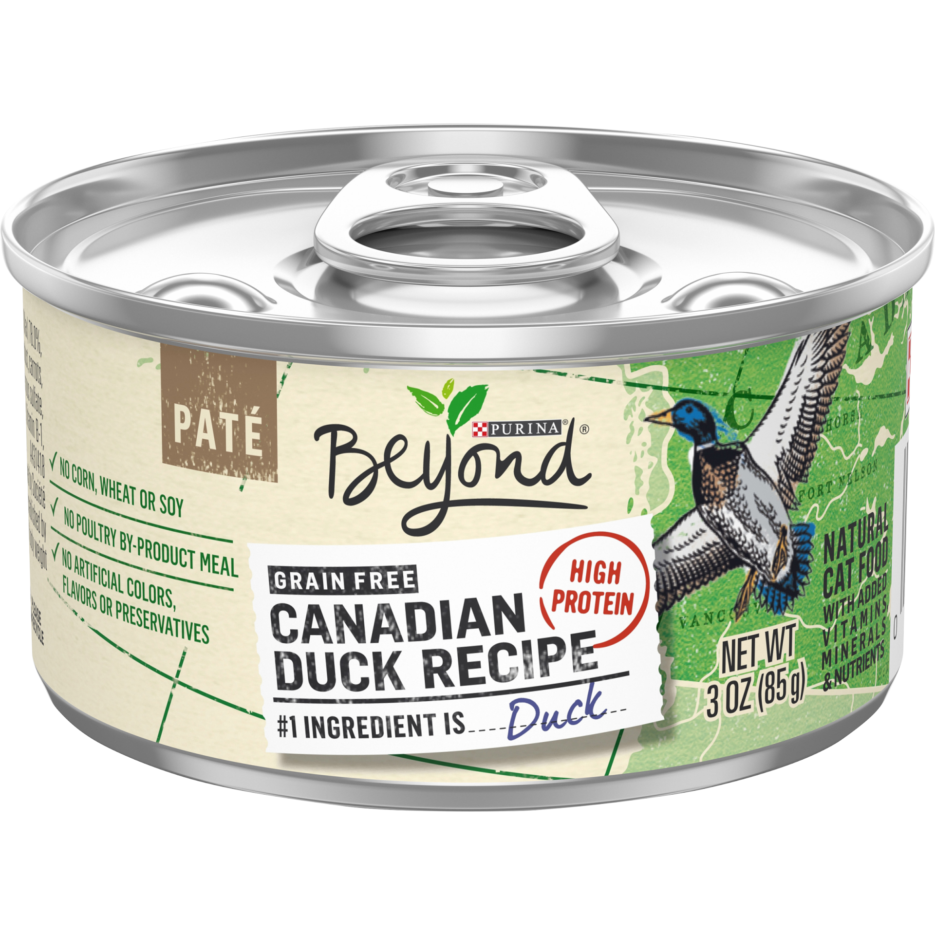 slide 1 of 7, Purina Beyond Natural Grain Free Canadian Duck Recipe Adult Wet Cat Food, 3 oz