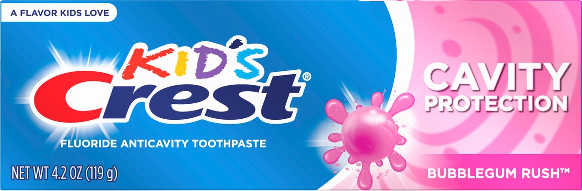 slide 2 of 9, Crest Kid's Cavity Protection Fluoride Toothpaste, Bubblegum Rush, 4.2 oz, 4.2 oz